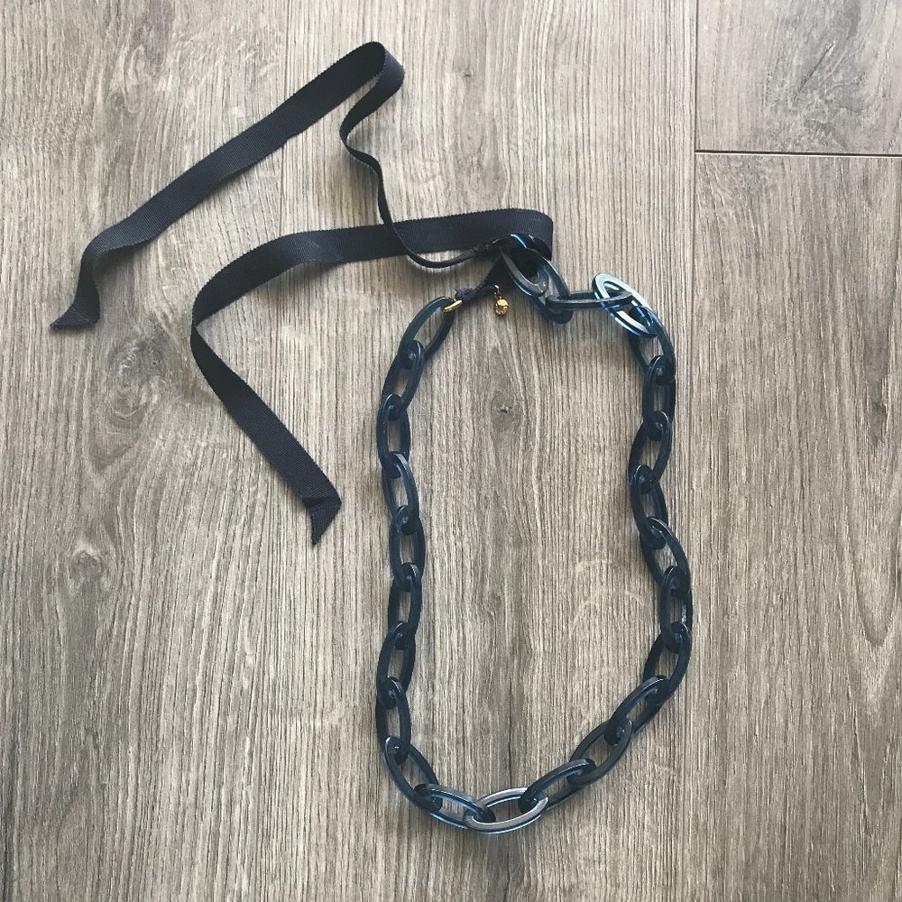 J. Crew Blue Lucite Chain Necklace - Ribbon Tie